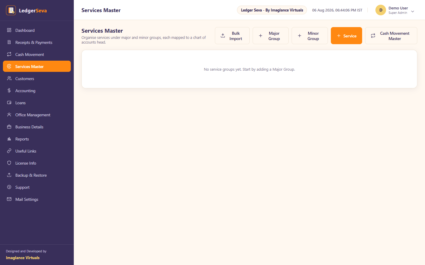 The Services Master catalog